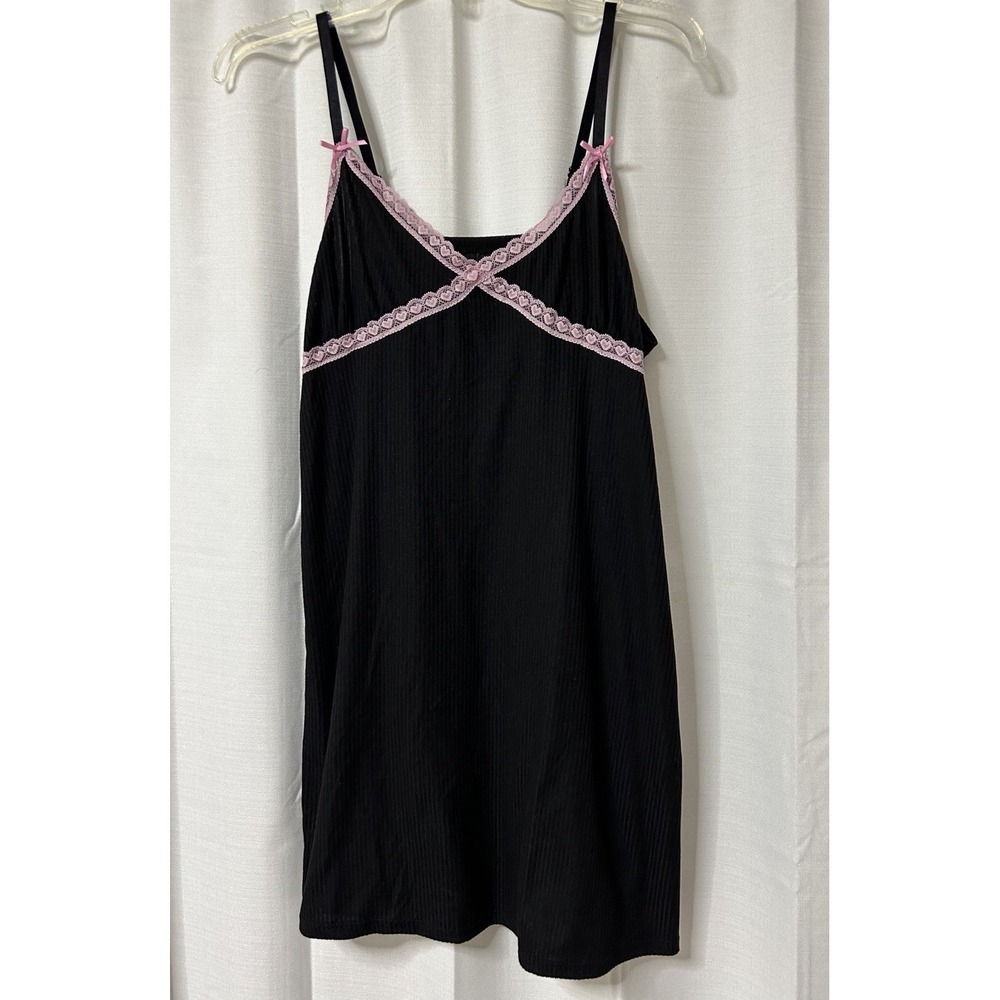 Spoiled Angel Black Slip Dress Stretch Babydoll Y2K L